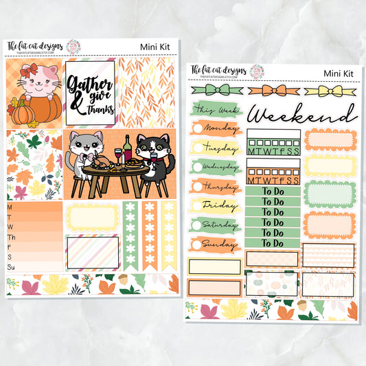 Thanksgiving Feast Flora Lily and Bud Mini Planner Sticker Kit for the Printpression B6 Travelers Notebooks