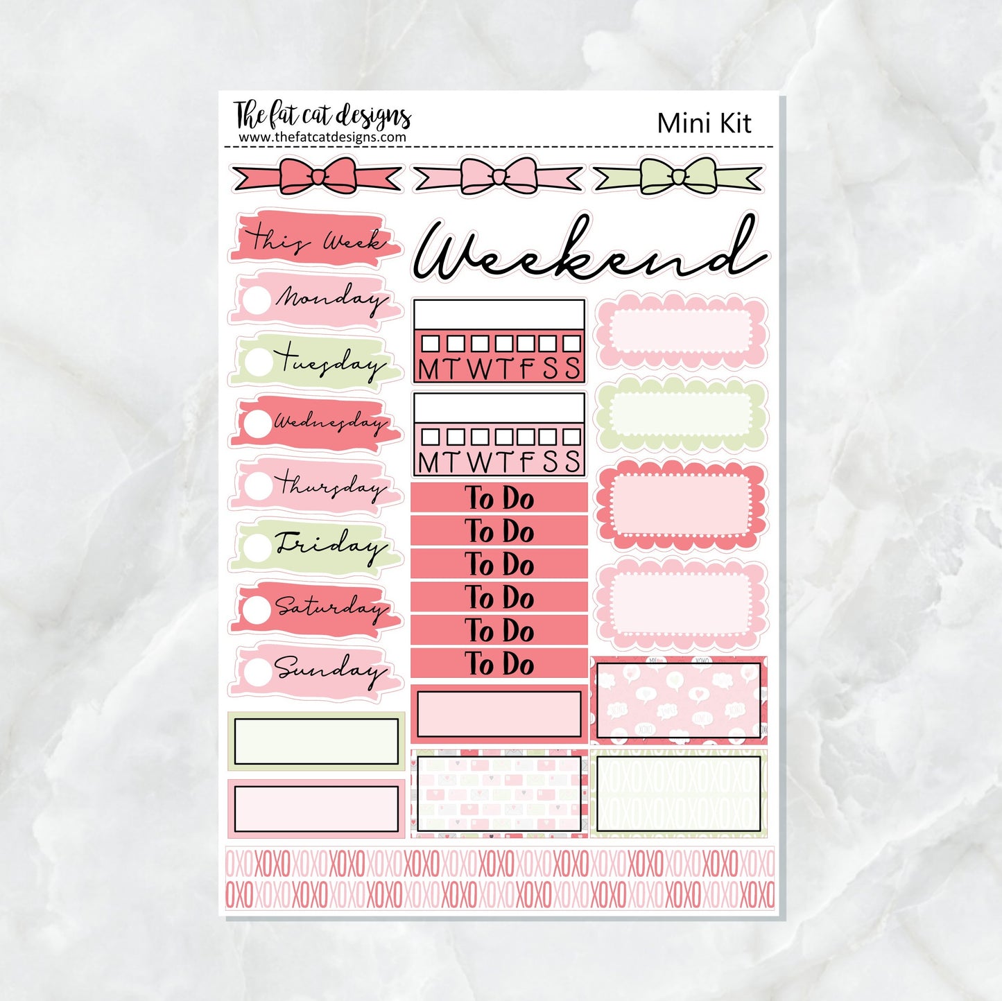 Valentine's Day with Flora Lily and Bud Mini Planner Sticker Kit for the Printpression B6 Erin Condren Travelers Notebooks