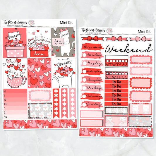 Valentine Kitties Mini Planner Sticker Kit for the Printpression B6