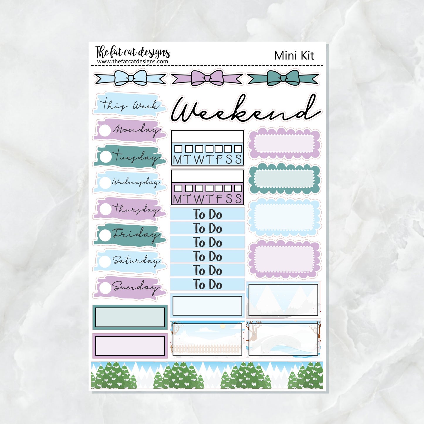 Winter Fun with Flora Lily and Bud Mini Planner Sticker Kit for the Printpression B6 Erin Condren Travelers Notebooks
