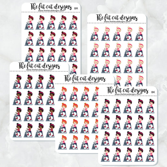 Stair Master Stepper Exercise Workout Girl Stickers