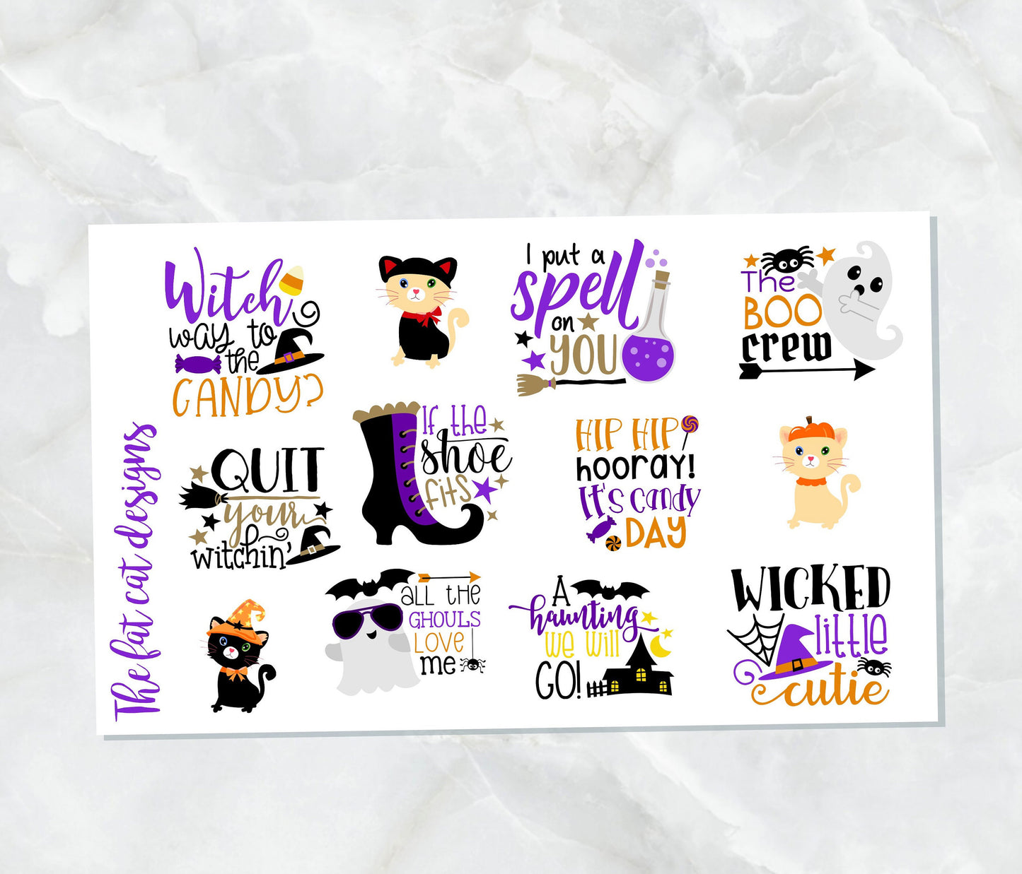 Halloween Quotes Cats Decorative Planner Sticker Sheet for Plum Paper Happy Planner Travelers Notebooks Bujo