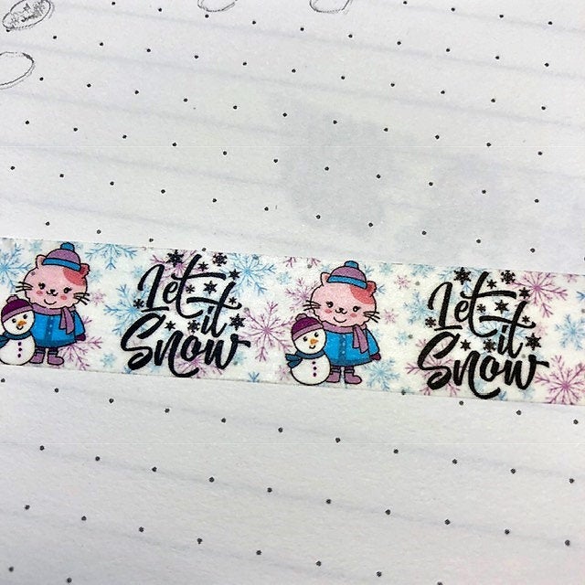 Flora the Cat Winter Fun Exclusive Washi Tape for Happy Planner Recollections Plum Paper Travelers Notebooks