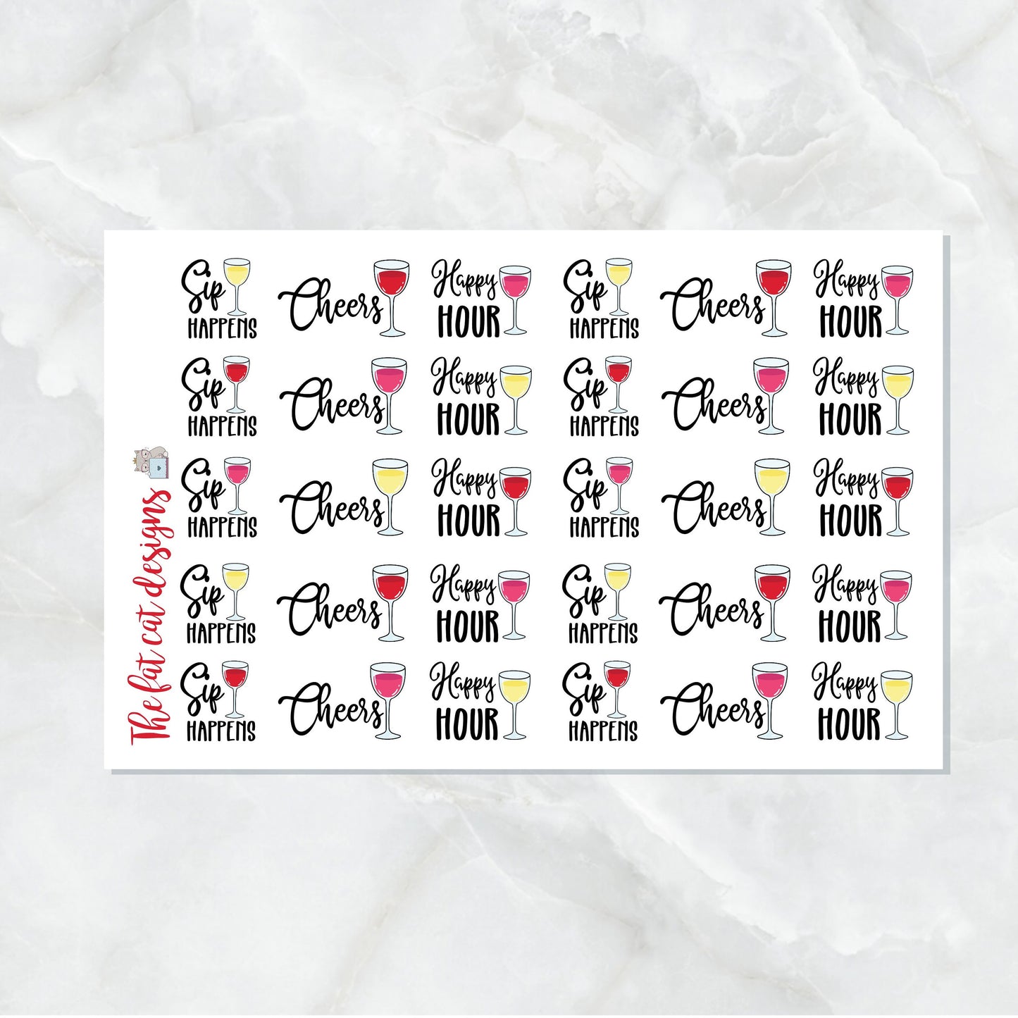 Wine Quotes Decorative Planner Sticker Sheet for Filofax Plum Paper Happy Planner Recollections Travelers Notebooks