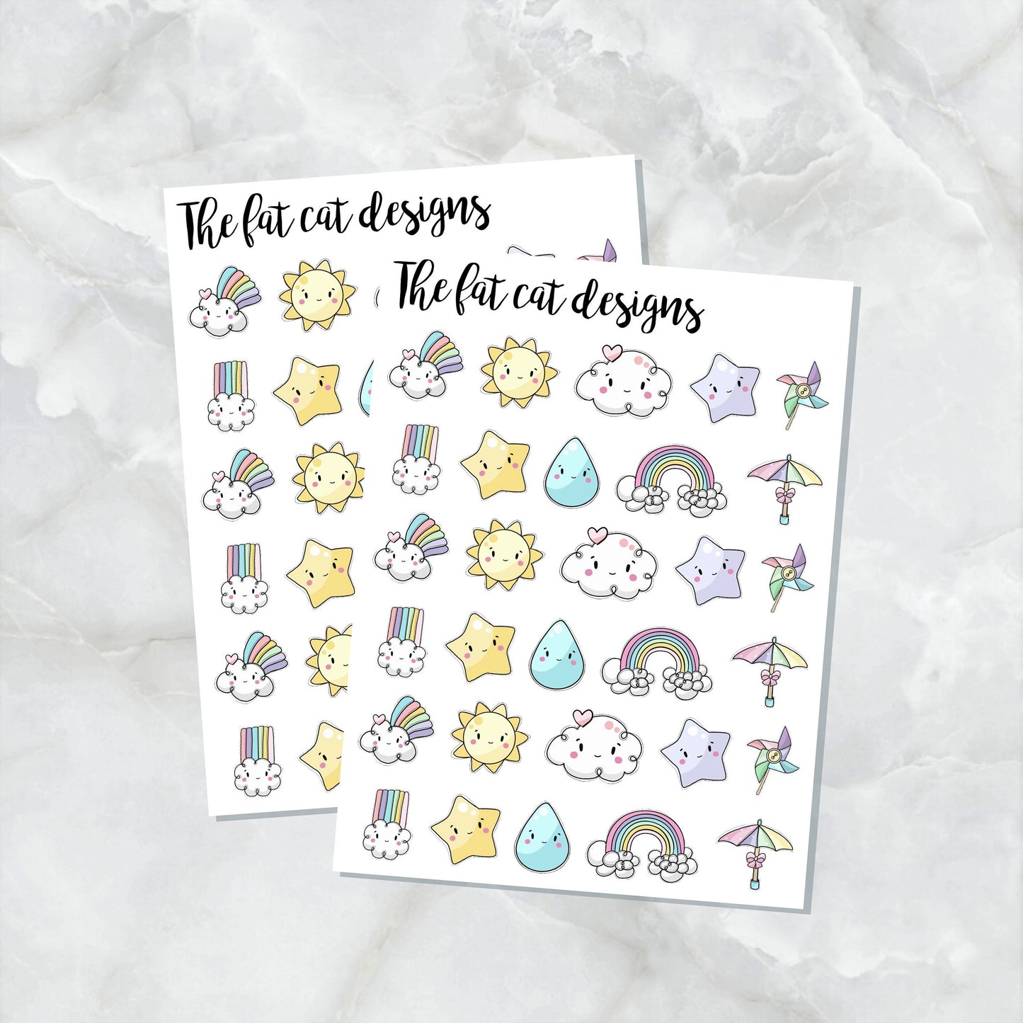 Cute Weather Doodles Planner Stickers for the Hobonichi Weeks Pocket Micro Travelers Notebooks
