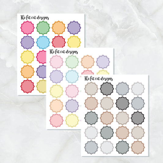 Starburst Circle Planner Stickers for the Hobonichi Weeks Pocket Micro Travelers Notebooks