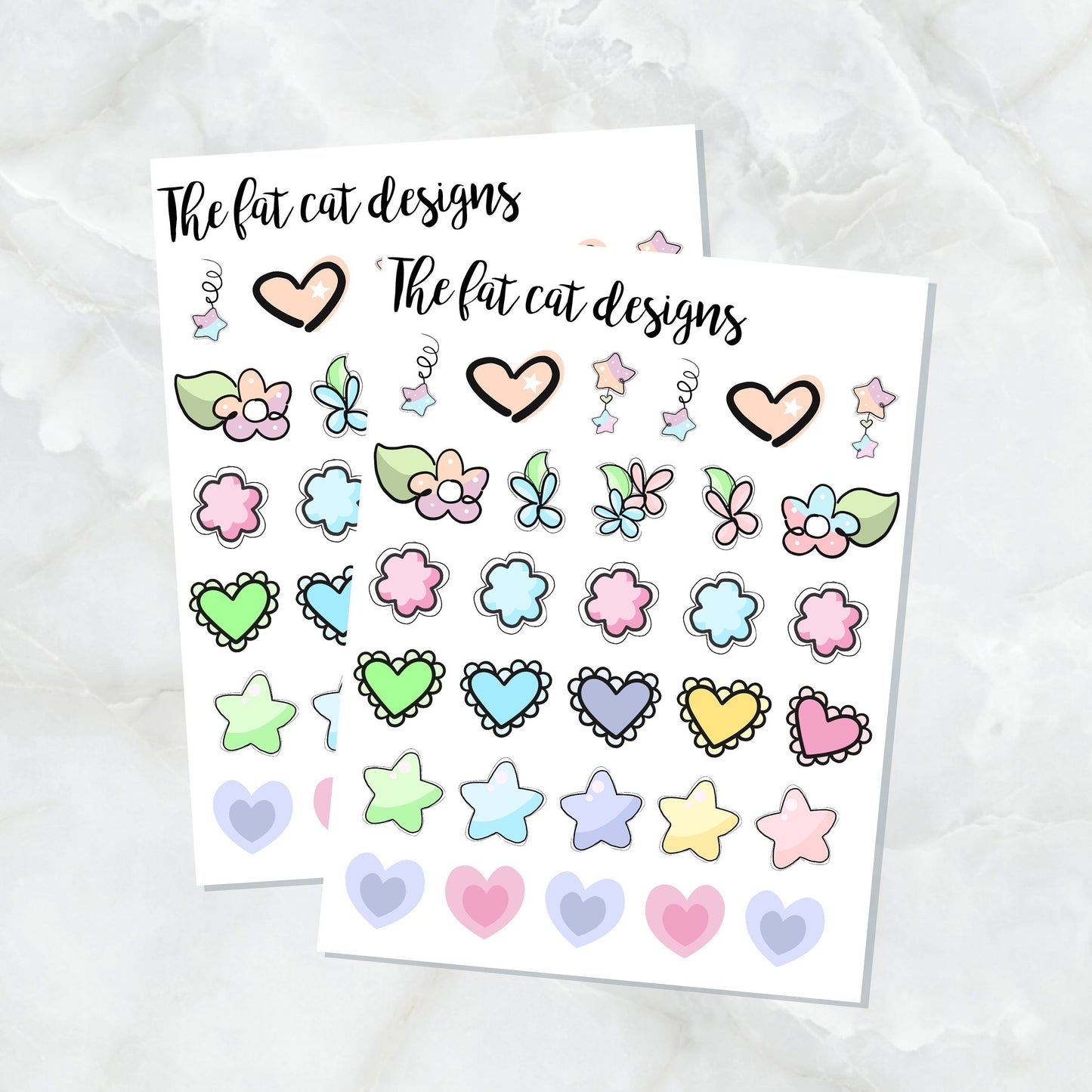 Cute Hearts Flowers Stars Deco Planner Stickers for the Hobonichi Weeks Pocket Micro Travelers Notebooks