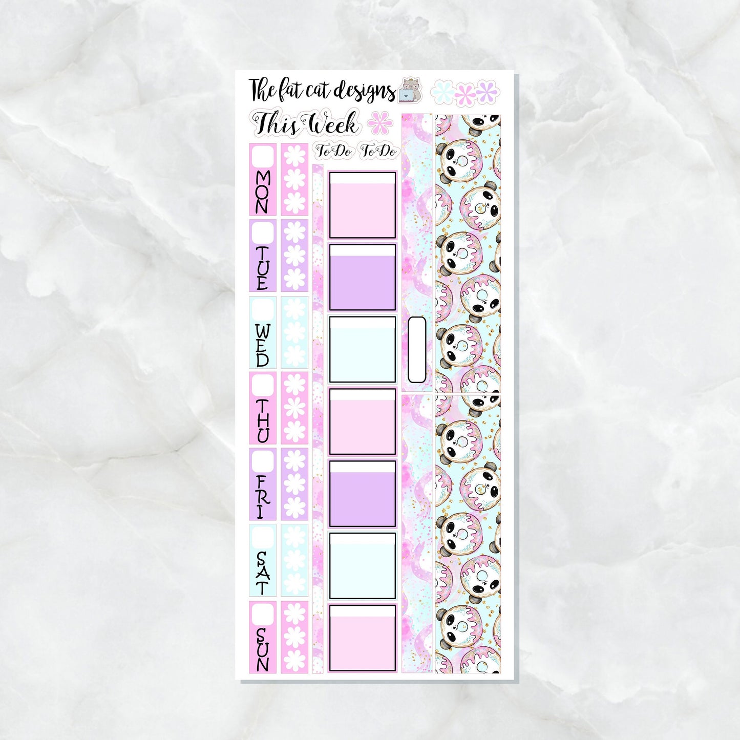 Cute Panda Donuts Planner Stickers for the Hobonichi Weeks