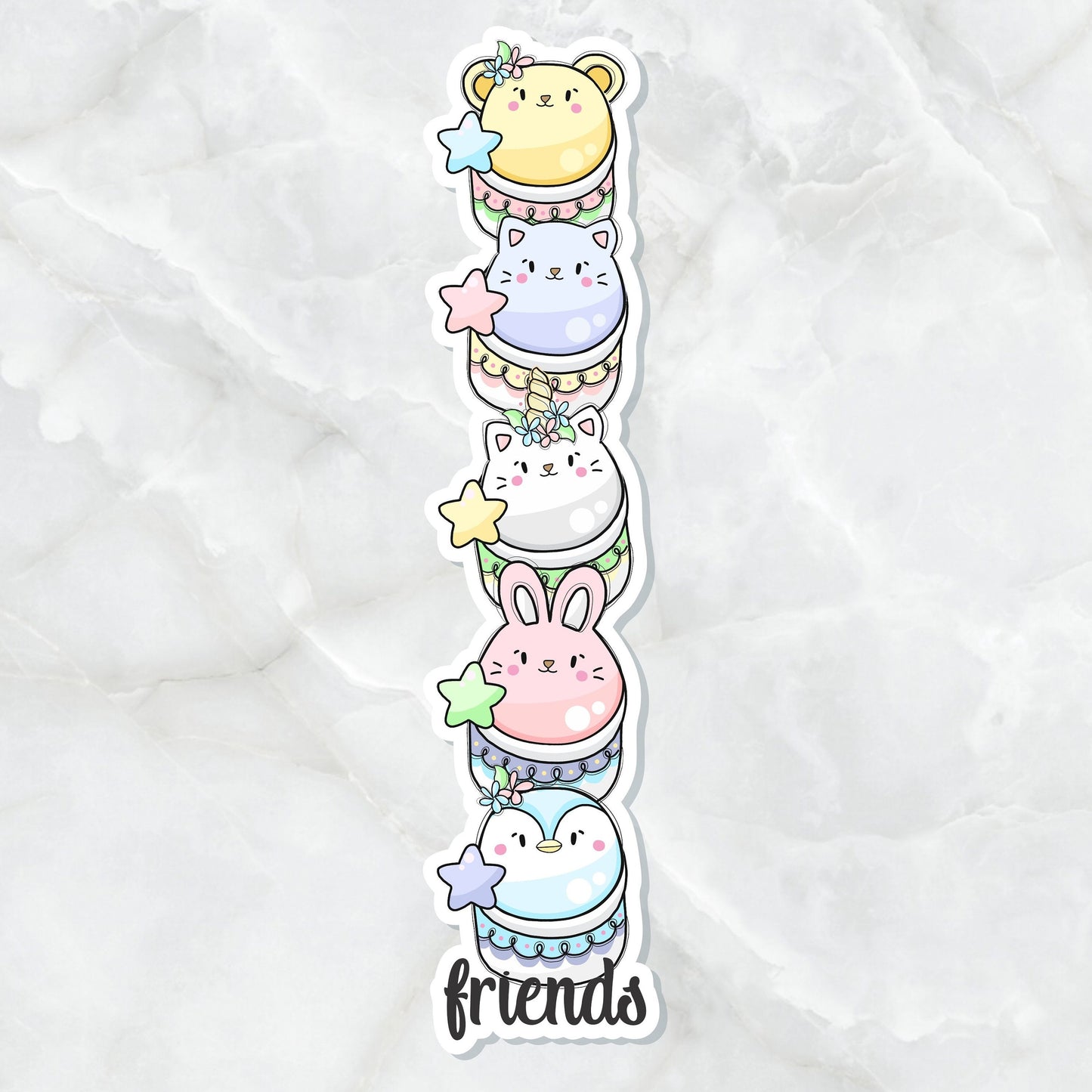 Marshmallow Animals Die Cut Planner Bookmark for Hobonichi Weeks Travelers Notebooks Happy Planner