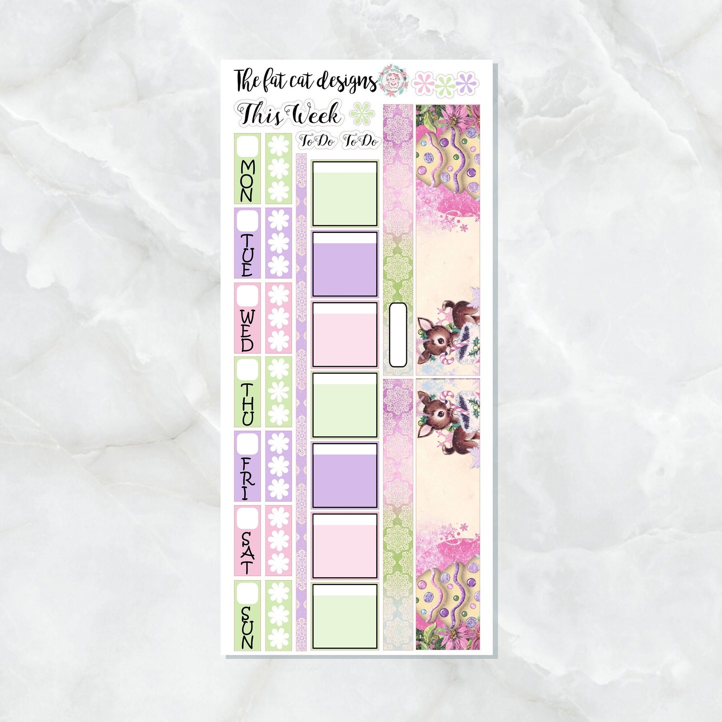Christmas Reindeer Planner Stickers for the Hobonichi Weeks