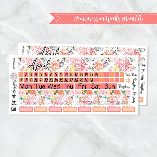 April Monthly Planner Sticker Kit for the Printpression PP Weeks
