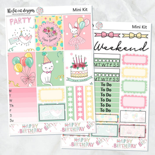 Happy Birthday Mini Planner Sticker Kit for the Printpression B6  Travelers Notebooks