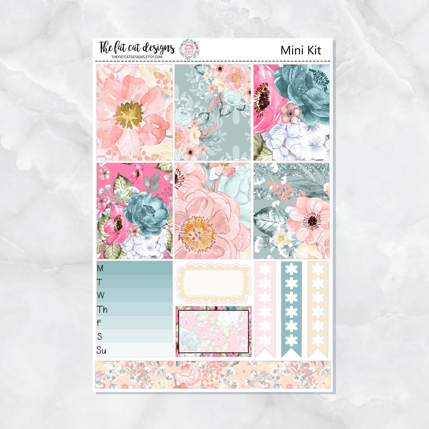 Blush Florals Mini Planner Sticker Kit for the Printpression B6 Travelers Notebooks