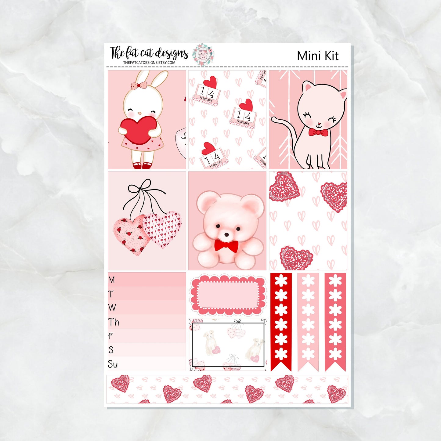 Happy Valentines Day Mini Planner Sticker Kit for the Printpression B6 Travelers Notebooks