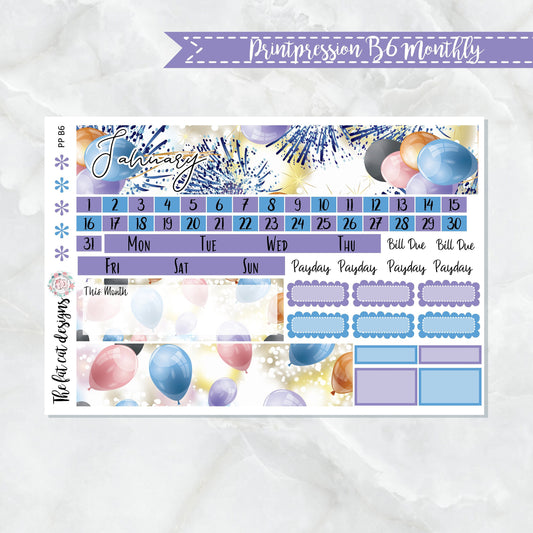January Monthly Planner Sticker Kit for the Printpression B6 Planner