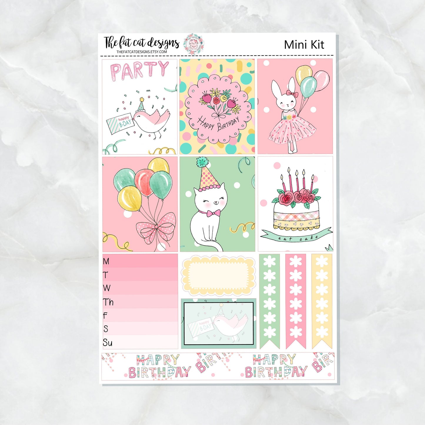 Happy Birthday Mini Planner Sticker Kit for the Printpression B6 Travelers Notebooks