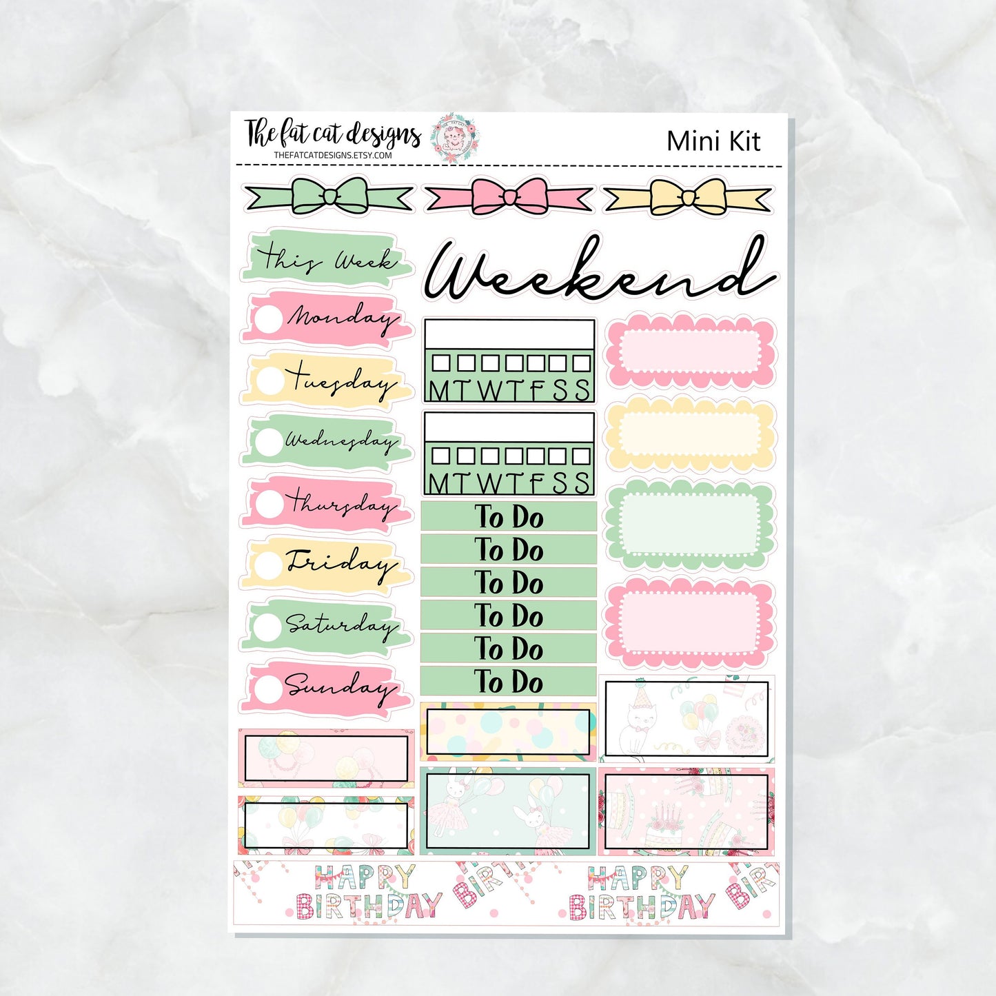 Happy Birthday Mini Planner Sticker Kit for the Printpression B6 Travelers Notebooks