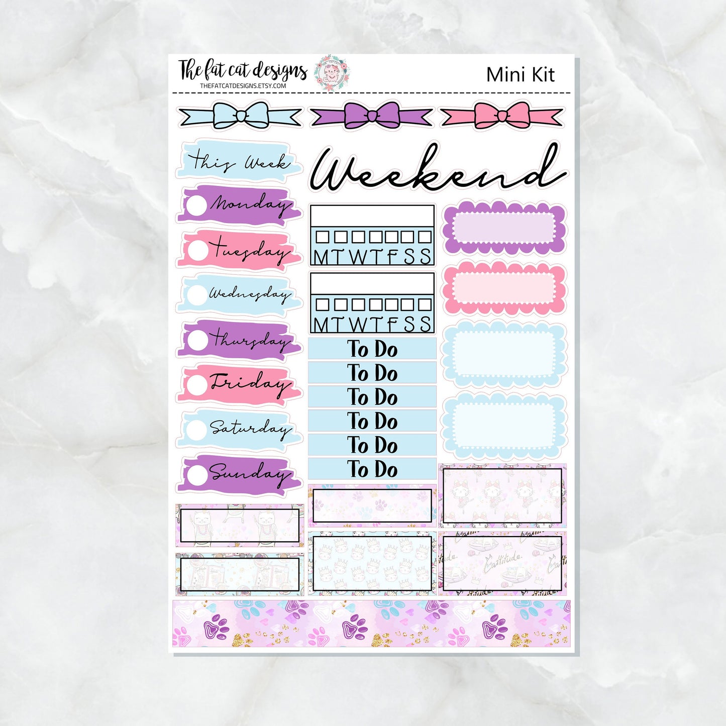 Cattitude Cat Mini Planner Sticker Kit for the Printpression B6 Travelers Notebooks