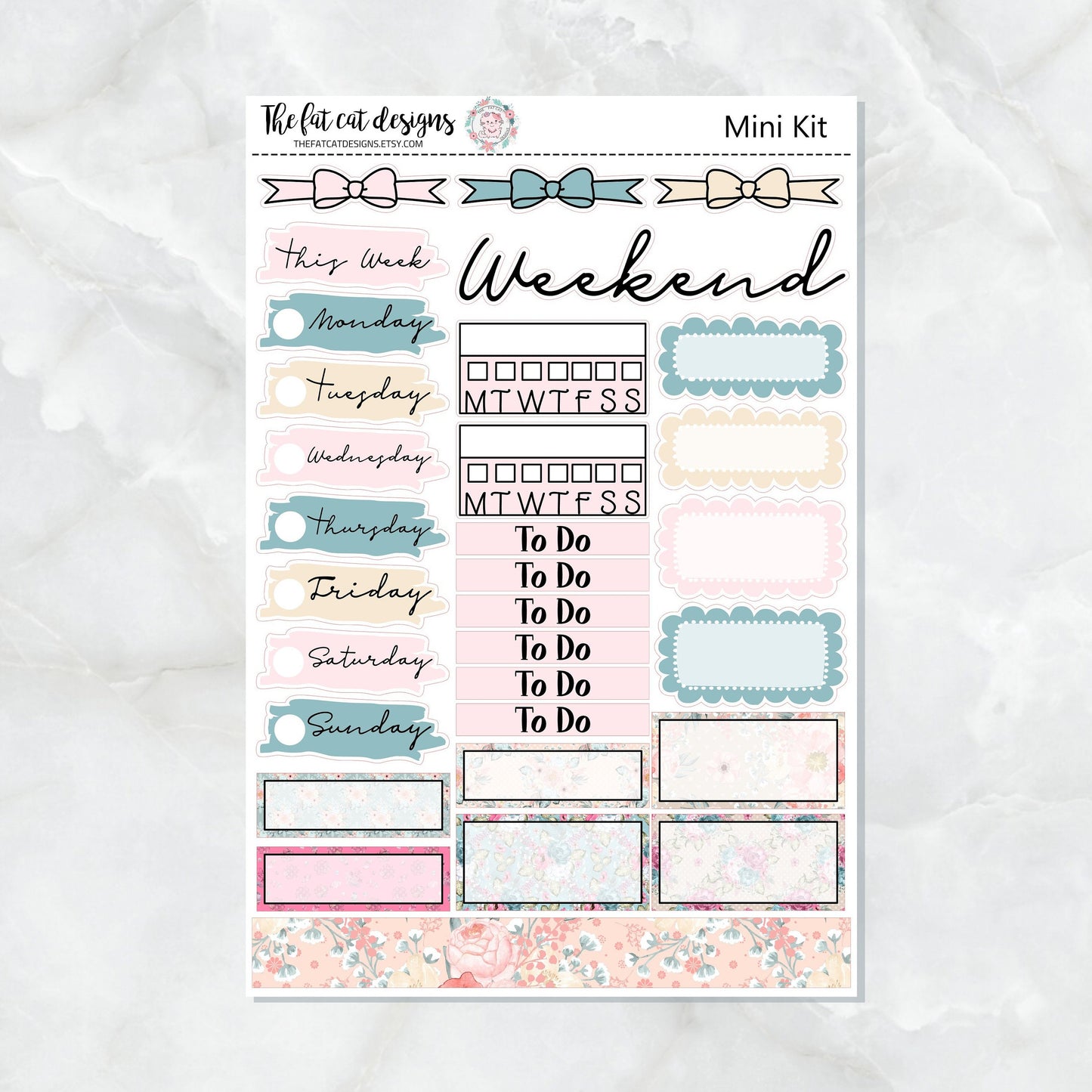Blush Florals Mini Planner Sticker Kit for the Printpression B6 Travelers Notebooks