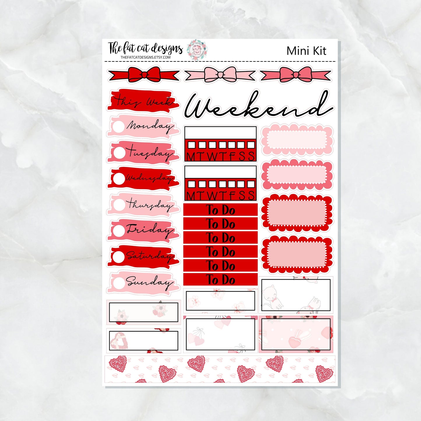 Happy Valentines Day Mini Planner Sticker Kit for the Printpression B6 Travelers Notebooks