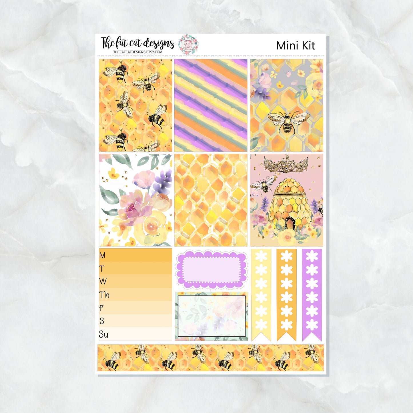 Queen Bee Honey Spring Mini Planner Sticker Kit for the Printpression B6 Travelers Notebooks