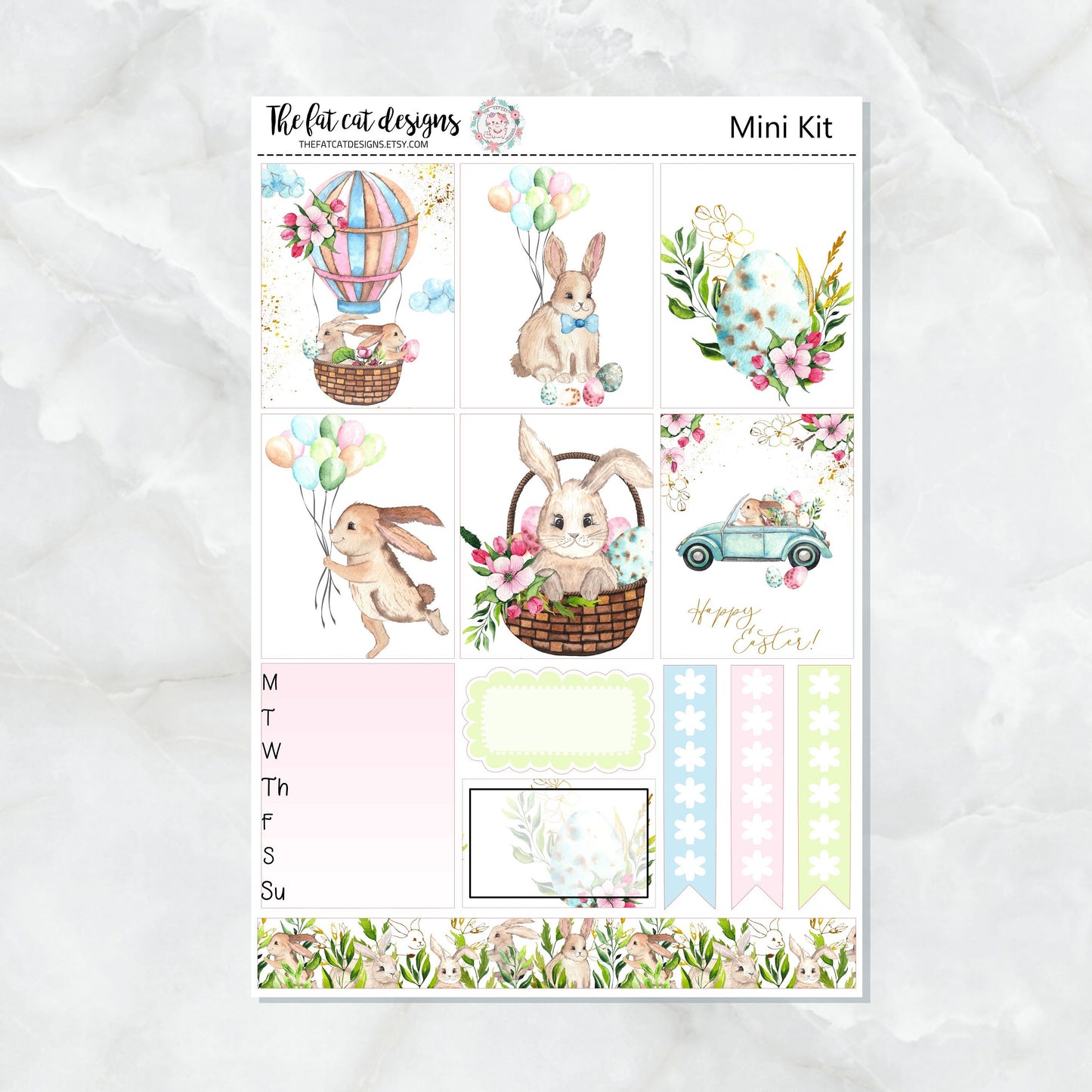 Easter Bunny Spring Mini Planner Sticker Kit for the Printpression B6 Travelers Notebooks