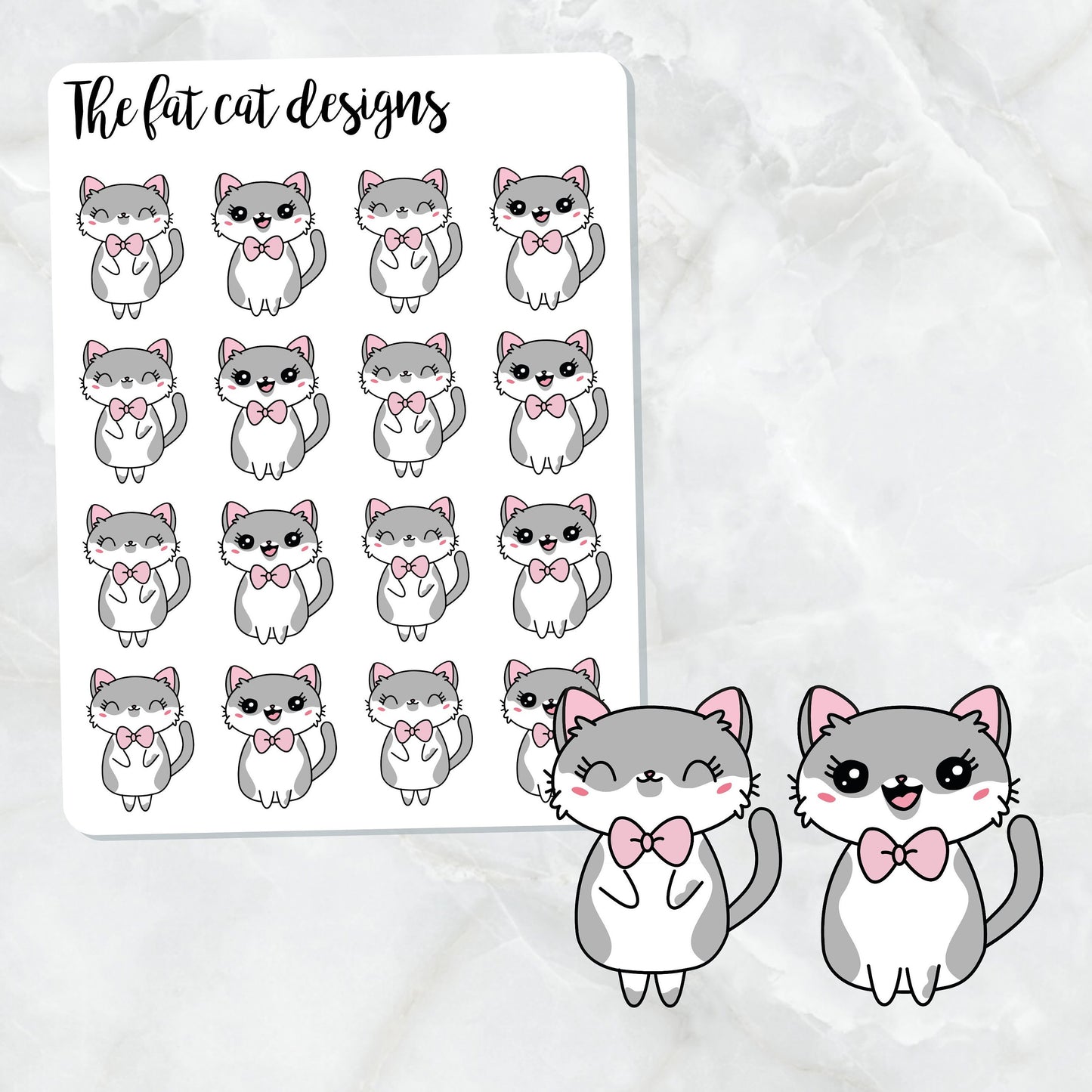 Lily the Cat Exclusive Die Cut and Sticker Sheet Set for  Happy planner travelers notebook Bullet Bujo Journal Hobonichi
