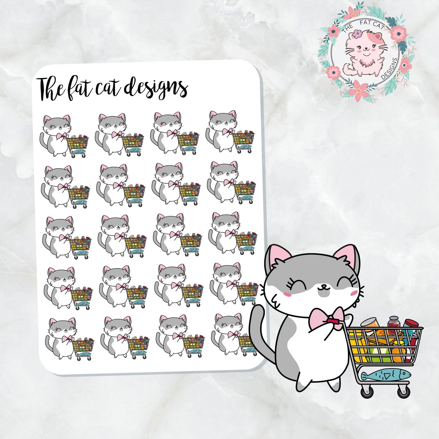 Lily Grocery Shops Exclusive Cat Die Cut and Sticker Sheet Set for  Happy planner travelers notebook Bullet Journal Hobonichi