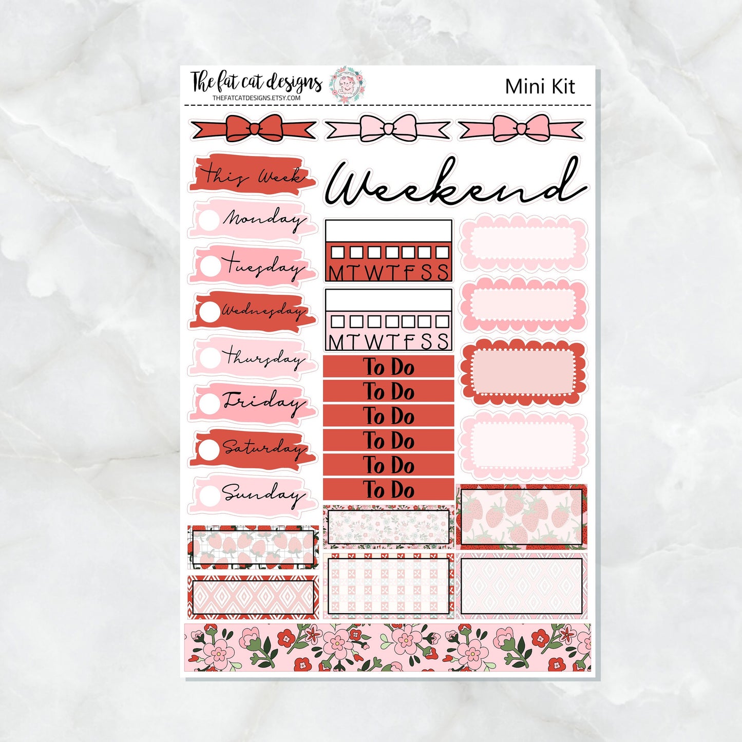Strawberry Cottage Mini Planner Sticker Kit for the Printpression B6 Travelers Notebooks