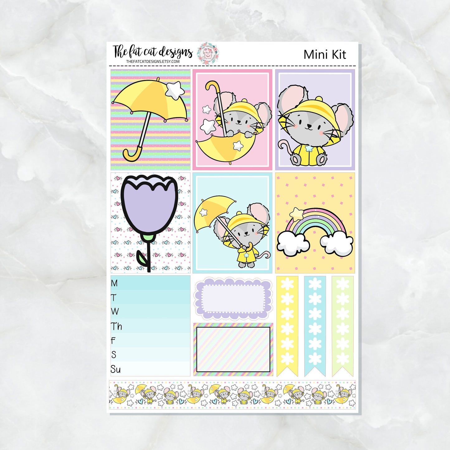 Rainy Day Mouse Spring Mini Planner Sticker Kit for the Printpression B6 Travelers Notebooks