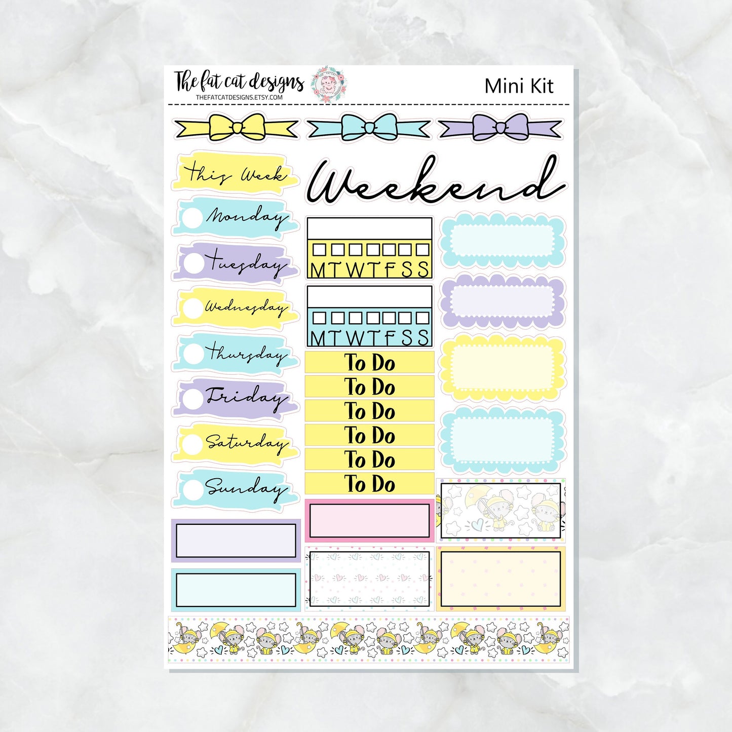 Rainy Day Mouse Spring Mini Planner Sticker Kit for the Printpression B6 Travelers Notebooks