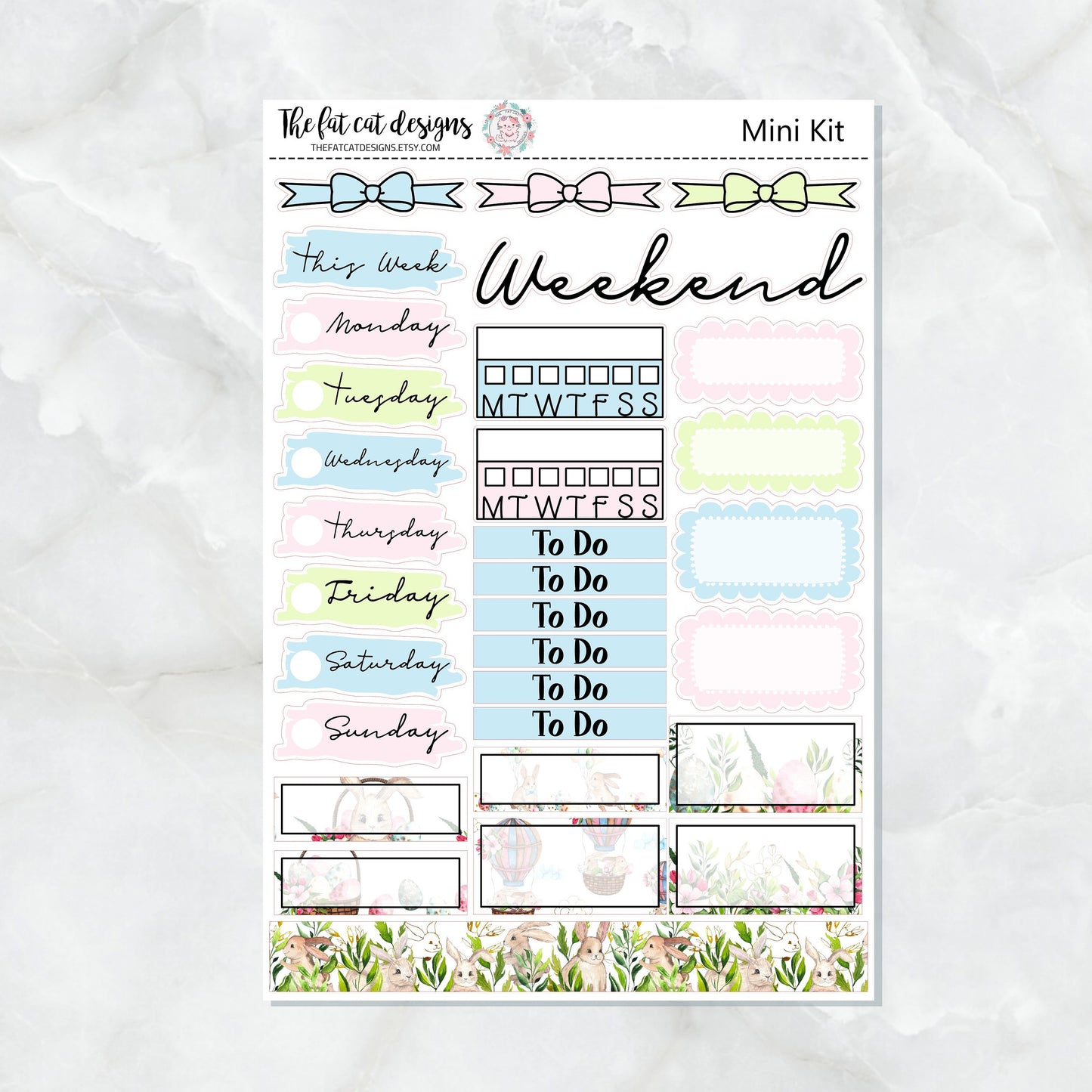 Easter Bunny Spring Mini Planner Sticker Kit for the Printpression B6 Travelers Notebooks