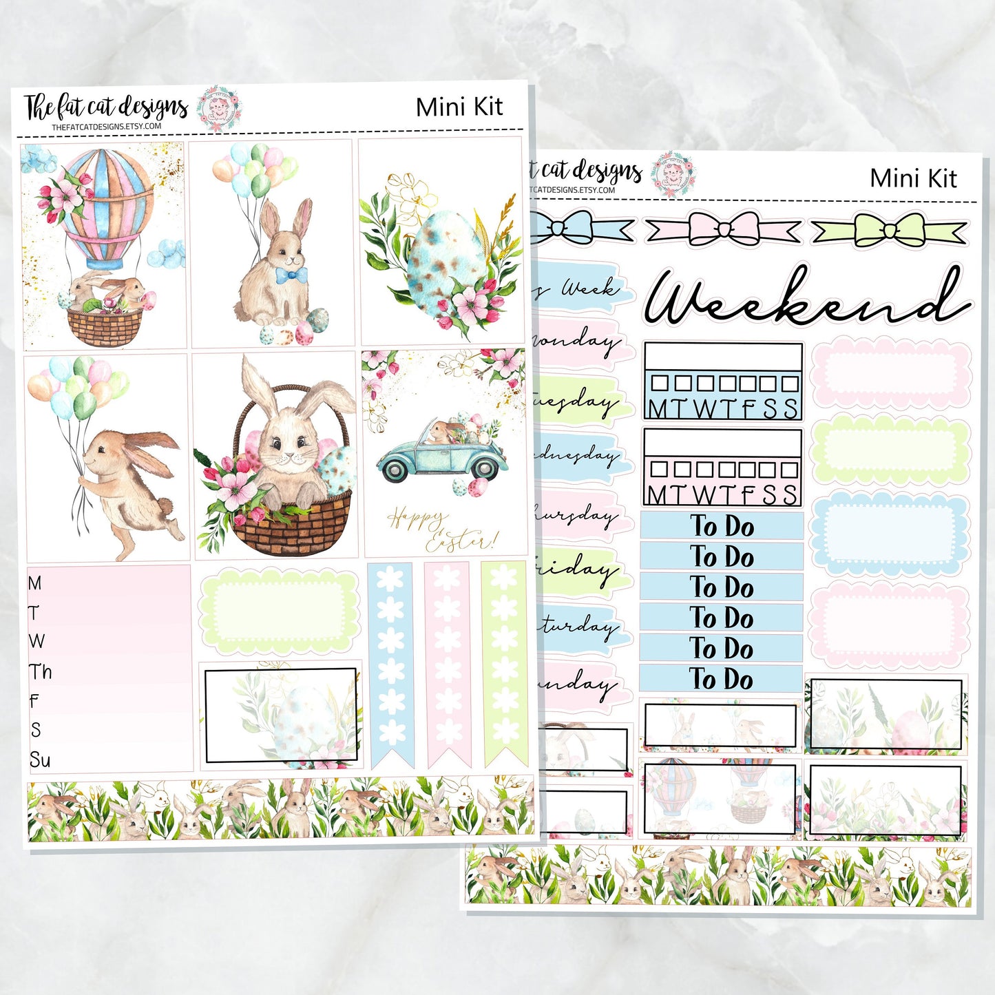 Easter Bunny Spring Mini Planner Sticker Kit for the Printpression B6 Travelers Notebooks