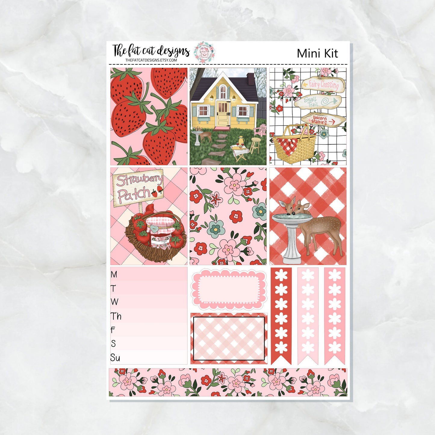 Strawberry Cottage Mini Planner Sticker Kit for the Printpression B6 Travelers Notebooks