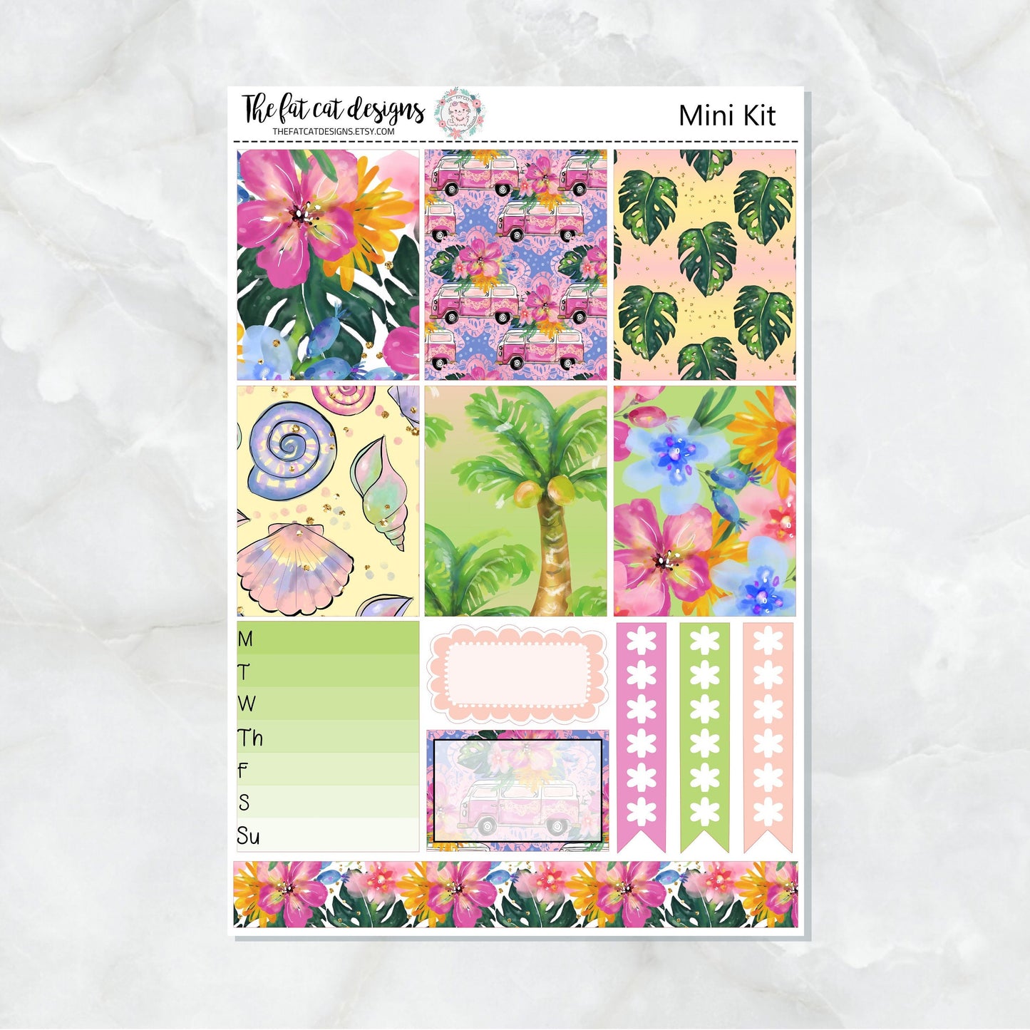Paradise Beach Mini Planner Sticker Weekly Kit for the Printpression B6 Travelers Notebooks