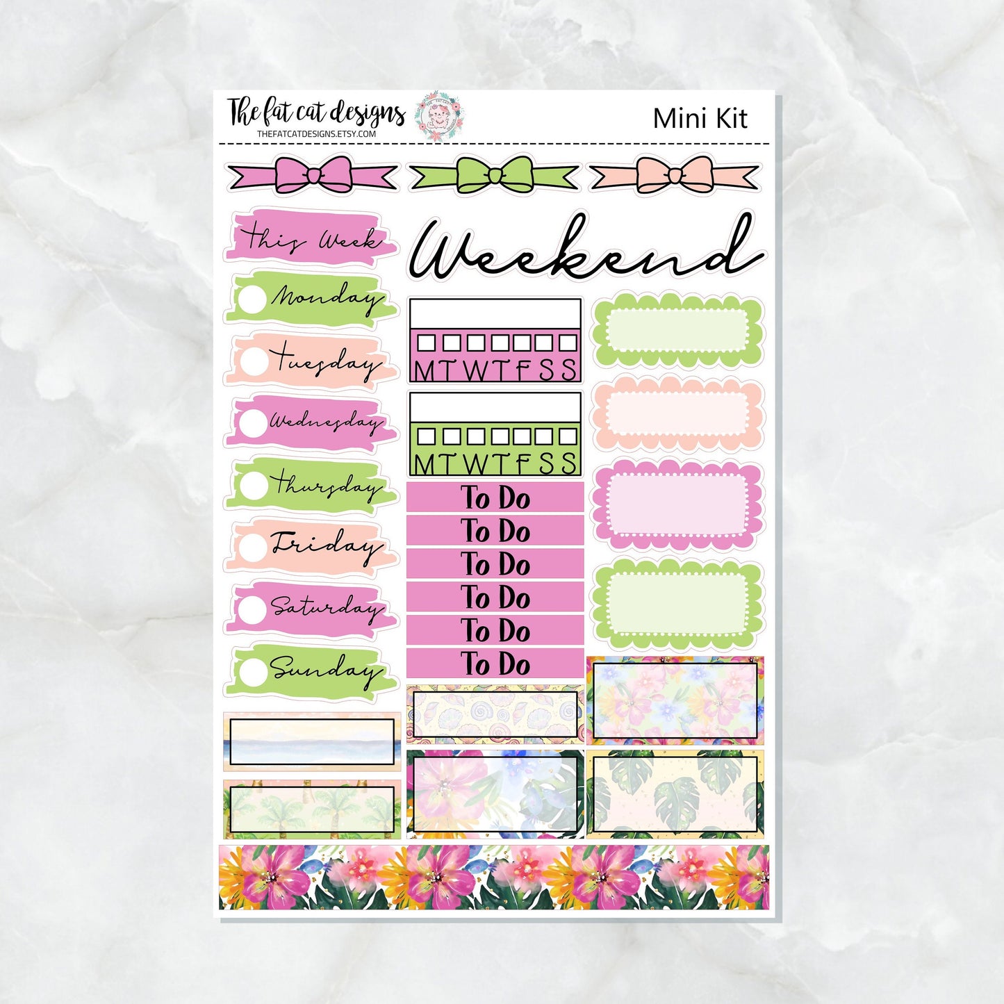 Paradise Beach Mini Planner Sticker Weekly Kit for the Printpression B6 Travelers Notebooks