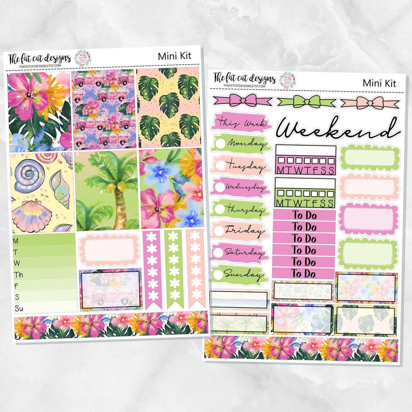 Paradise Beach Mini Planner Sticker Weekly Kit for the Printpression B6 Travelers Notebooks
