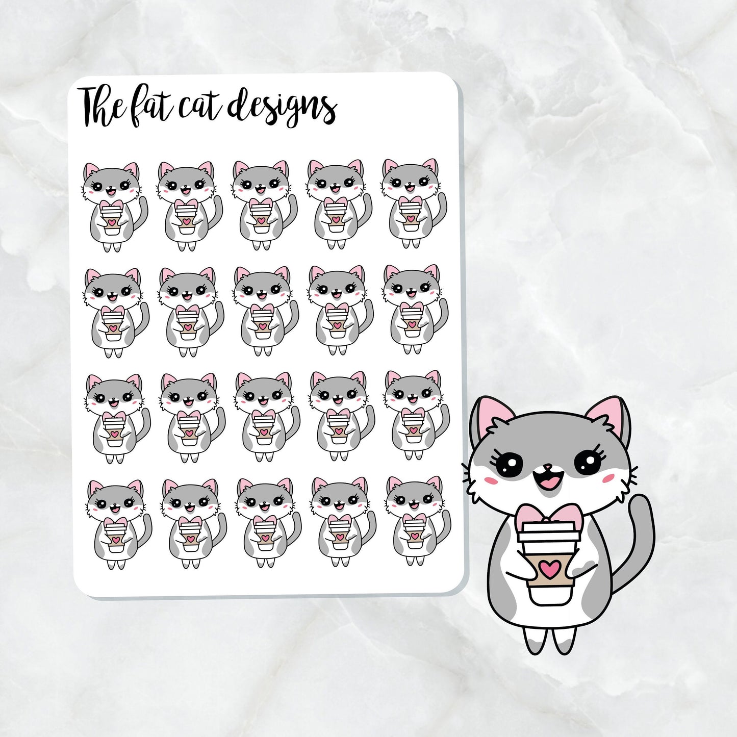 Lily Loves Coffee Exclusive Cat Die Cut and Sticker Sheet Set for  Happy planner travelers notebook Bullet Journal Hobonichi