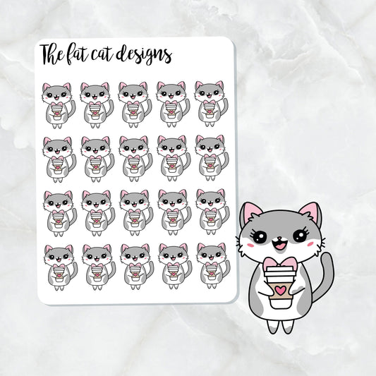 Lily Loves Coffee Exclusive Cat Die Cut and Sticker Sheet Set for  Happy planner travelers notebook Bullet Journal Hobonichi