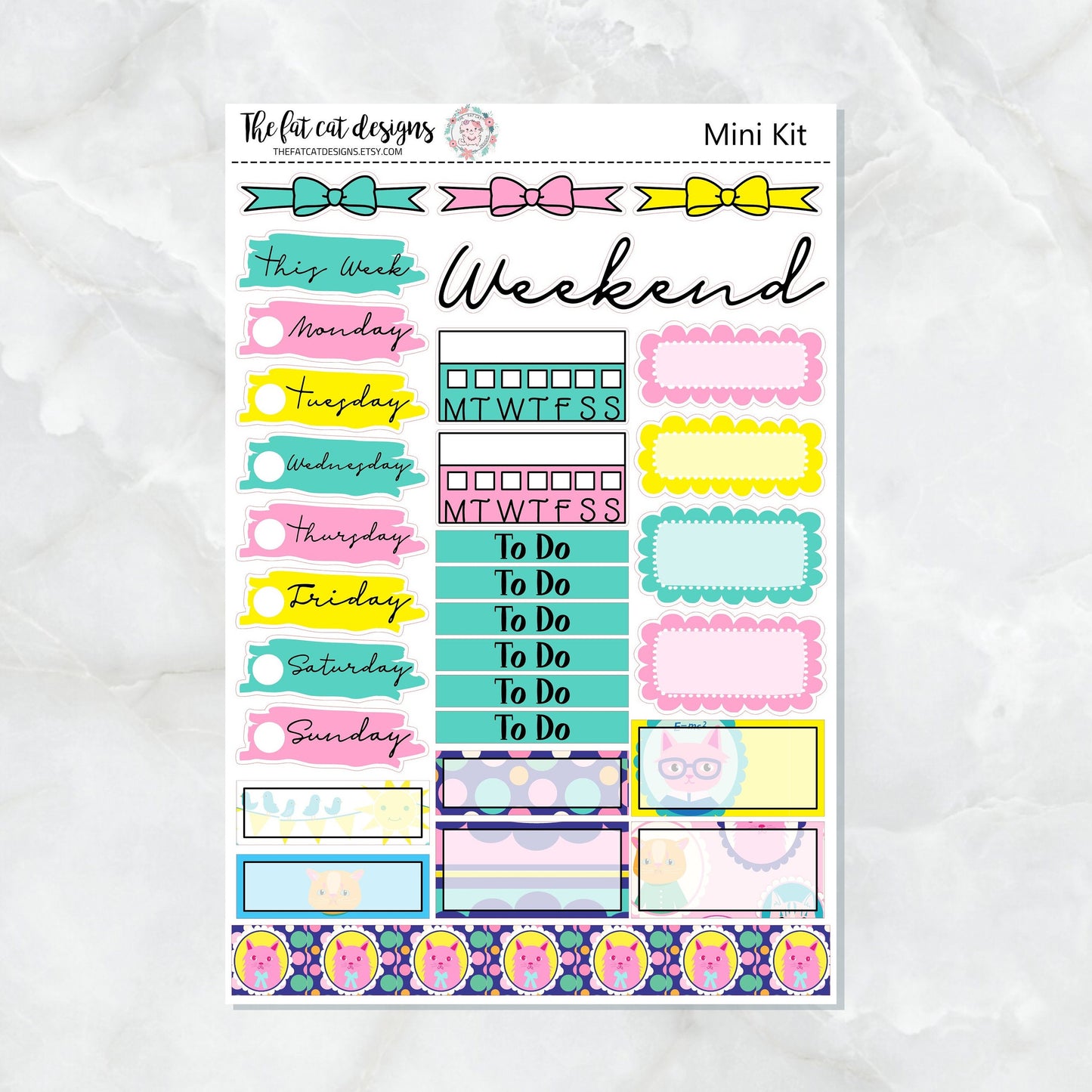 Happy Cats Mini Planner Sticker Kit for the Printpression B6 Travelers Notebooks