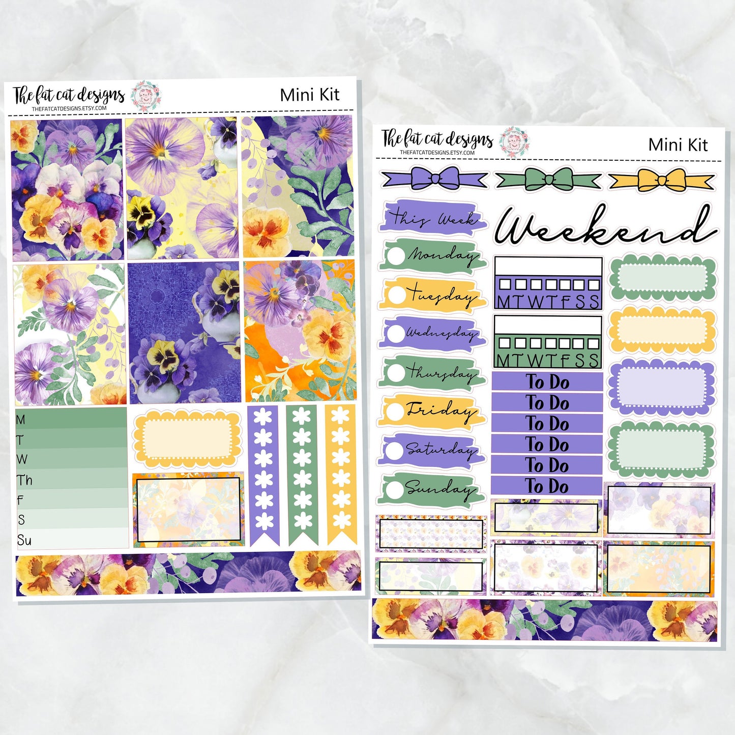 Pansy Flowers Mini Planner Sticker Weekly Kit for the Printpression B6 Travelers Notebooks