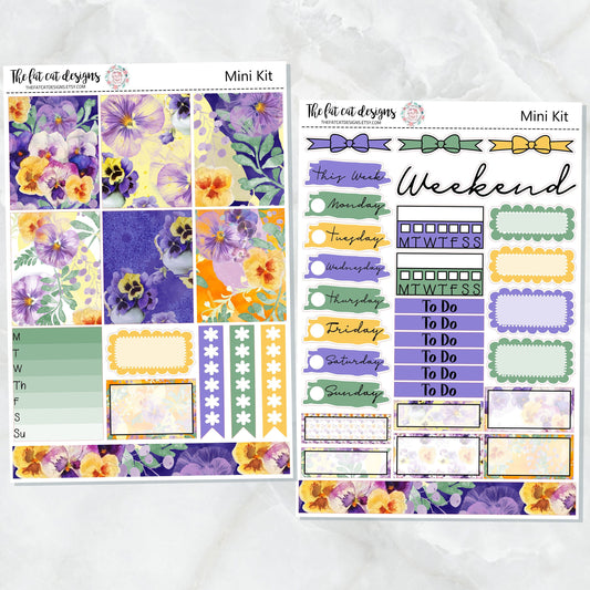 Pansy Flowers Mini Planner Sticker Weekly Kit for the Printpression B6  Travelers Notebooks