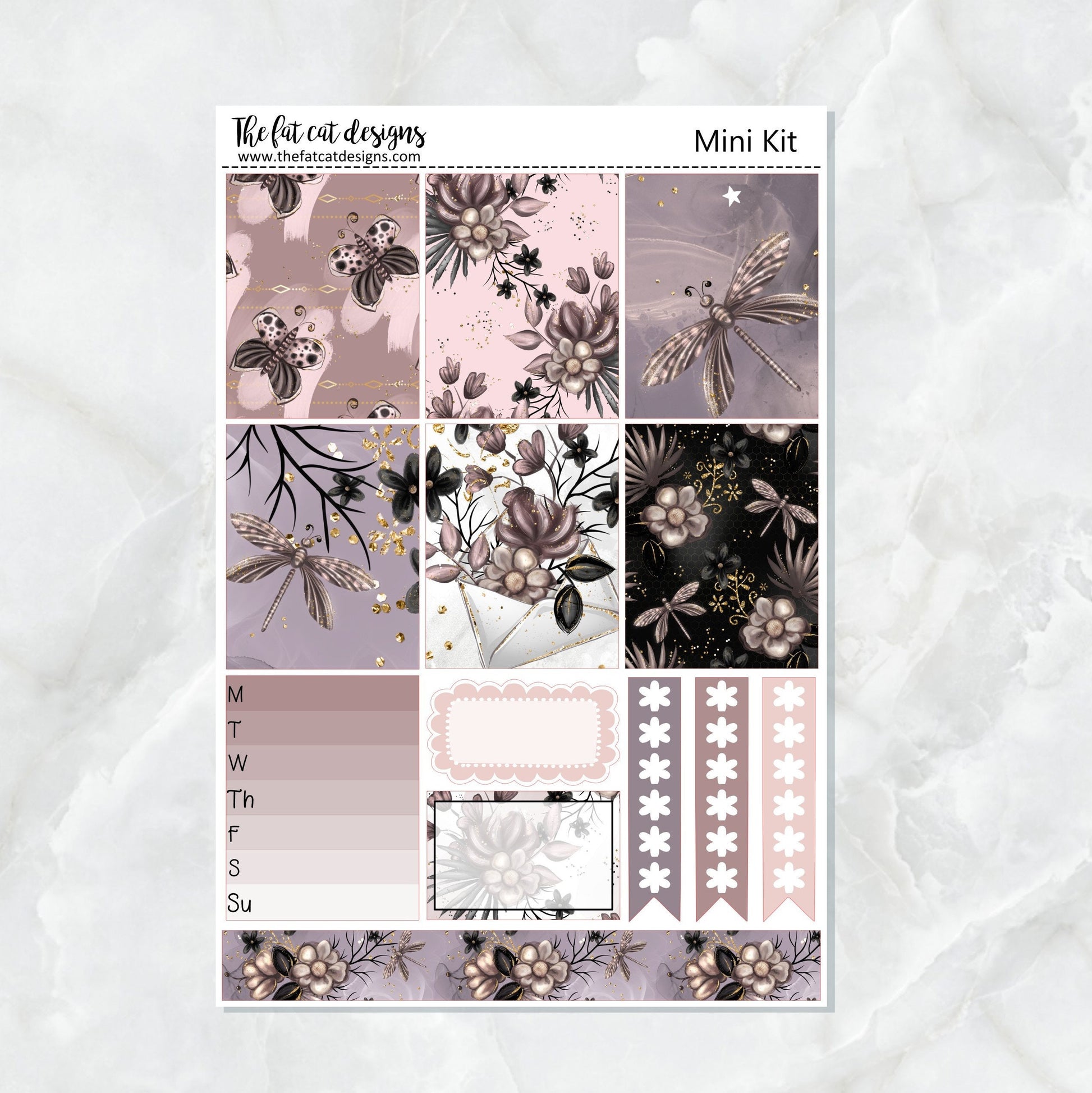 Midnight Garden Mini Planner Sticker Kit for the Printpression B6 Erin Condren Travelers Notebooks