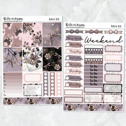 Midnight Garden Mini Planner Sticker Kit for the Printpression B6 Erin Condren Travelers Notebooks