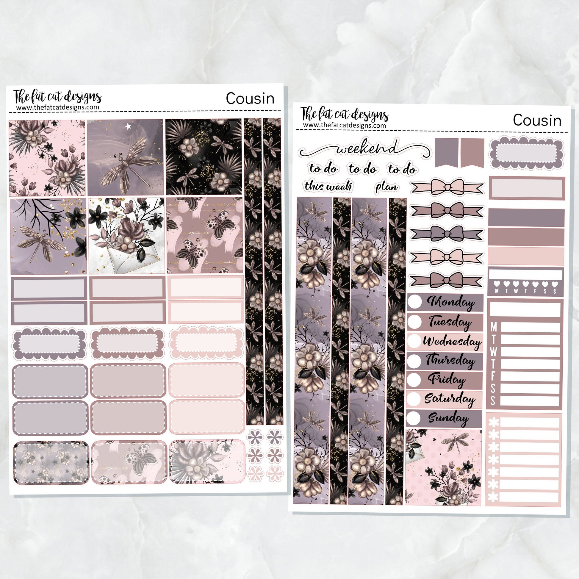Midnight Garden Weekly Planner Sticker Kit for the Hobonichi Cousin