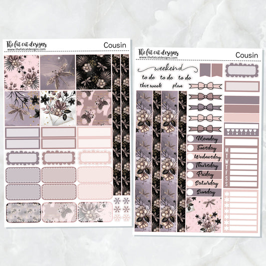 Midnight Garden Weekly Planner Sticker Kit for the Hobonichi Cousin