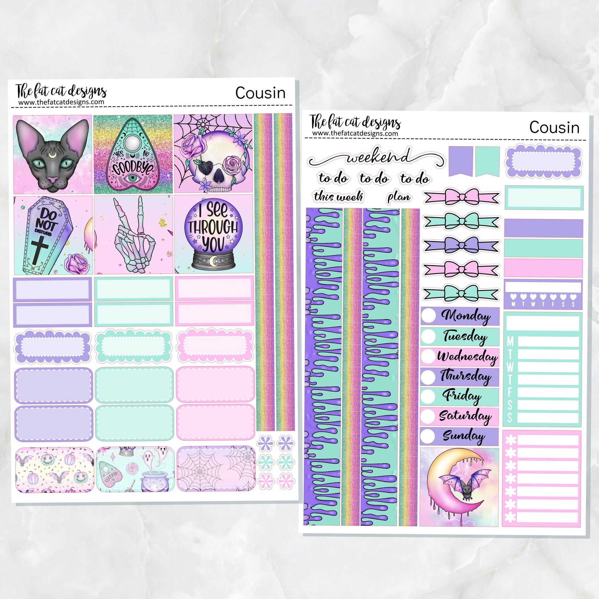 Spooky Pastel Halloween Weekly Planner Sticker Kit for the Hobonichi Cousin