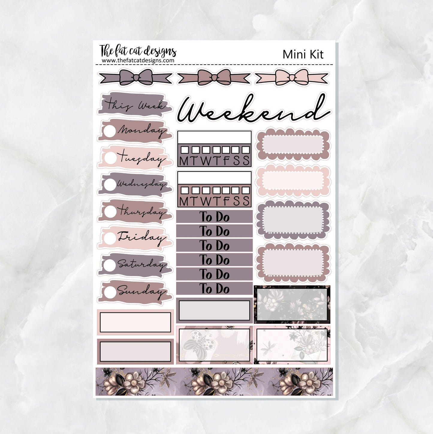 Midnight Garden Mini Planner Sticker Kit for the Printpression B6 Erin Condren Travelers Notebooks
