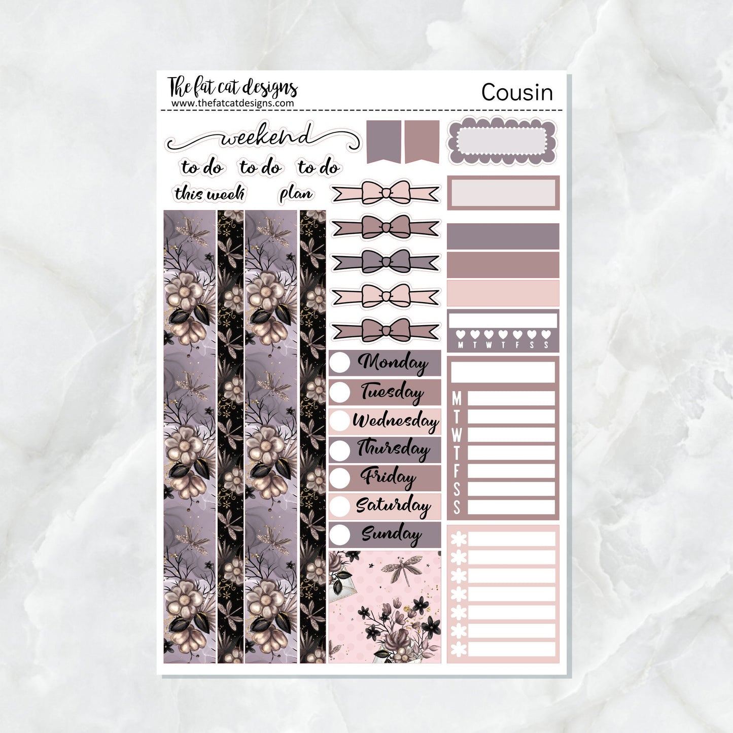 Midnight Garden Weekly Planner Sticker Kit for the Hobonichi Cousin