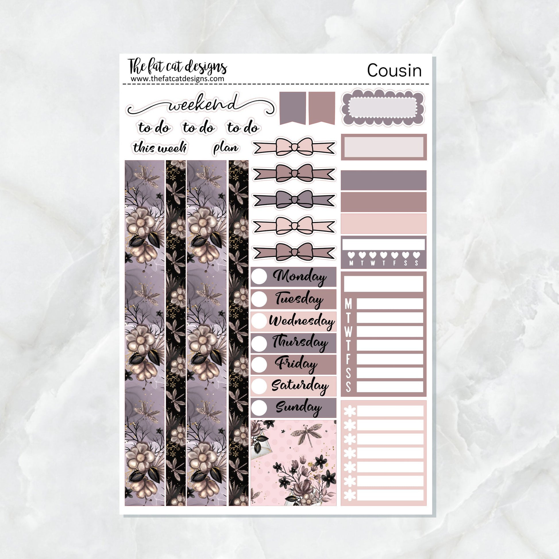 Midnight Garden Weekly Planner Sticker Kit for the Hobonichi Cousin